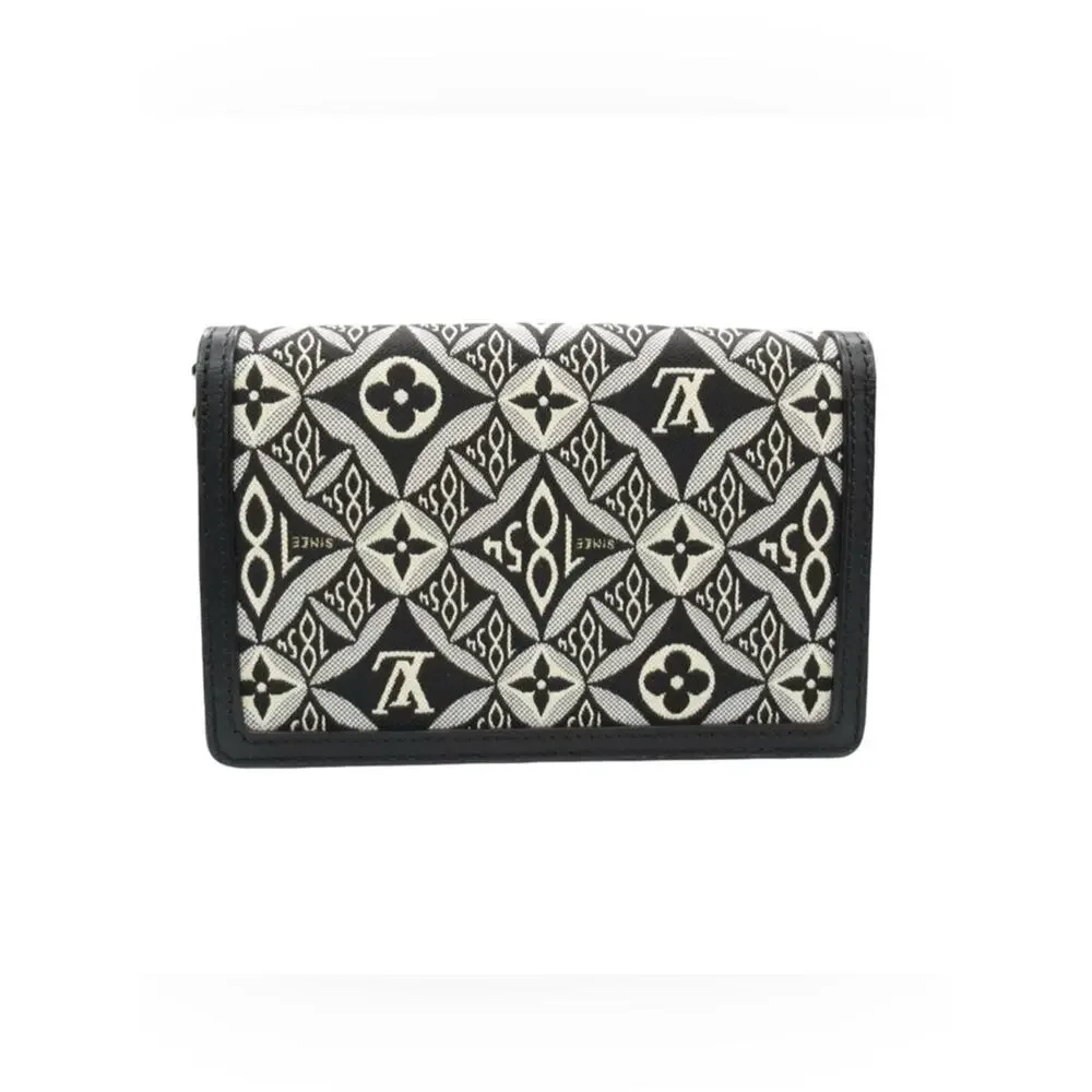 Louis Vuitton 1854 Dauphine Chain Wallet /Bag Black Ivory Jacquard LV Crossbody